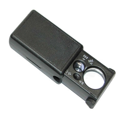 Magnifier with LED and UV Light Pull