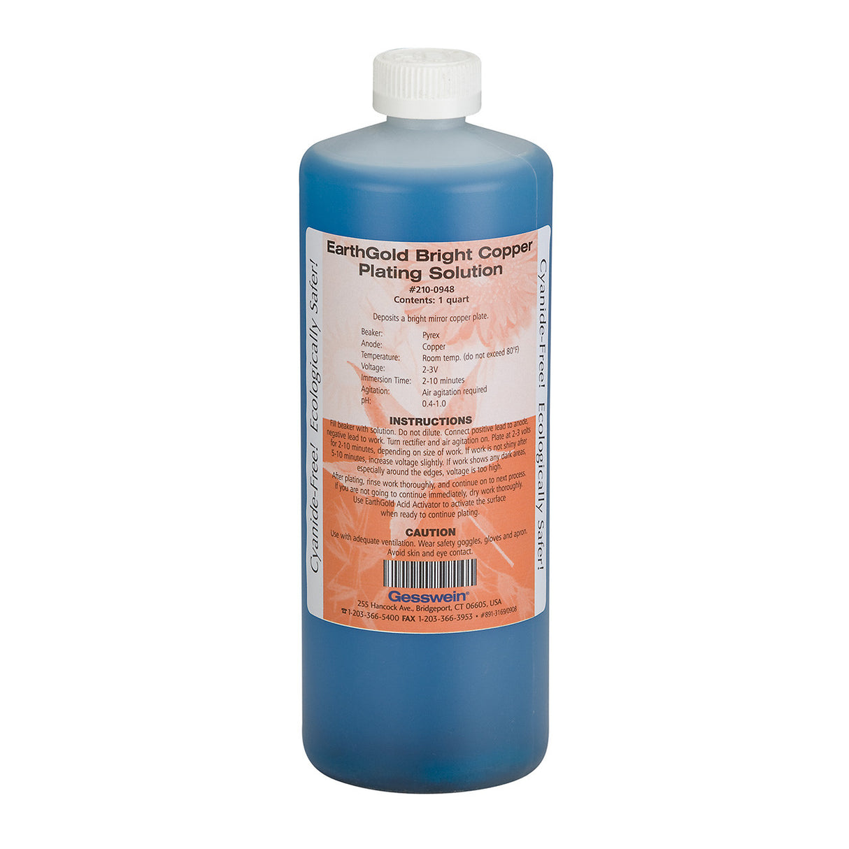 PM1030 = Earthcoat 14K Gold Cyanide Free Plating Solution 1qt by FDJtool